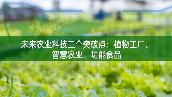 未來農業科技三個突破點：植物工廠、智慧農業、功能食品