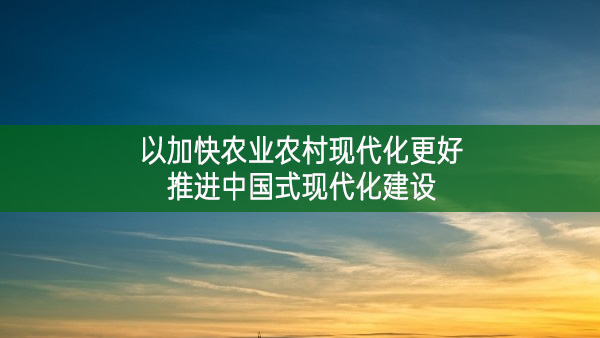 以加快農(nóng)業(yè)農(nóng)村現(xiàn)代化更好推進(jìn)中國式現(xiàn)代化建設(shè)