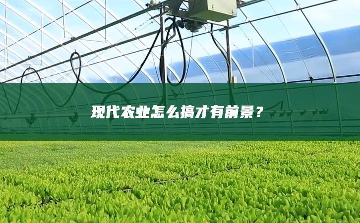 現代農業怎么搞才有前景？